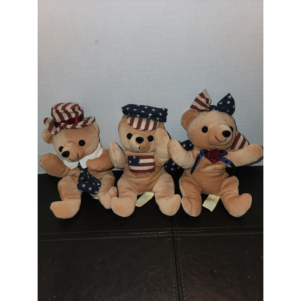 DanDee Collectors Choice Bears Bean Bag Friends‎ Lot of 3 Patriotic Plushies
